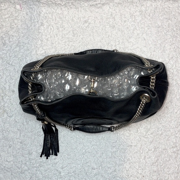Gucci Interlocking G Soho Chain Large Shoulder Bag Purse Black Rare all Leather - Picture 12 of 17
